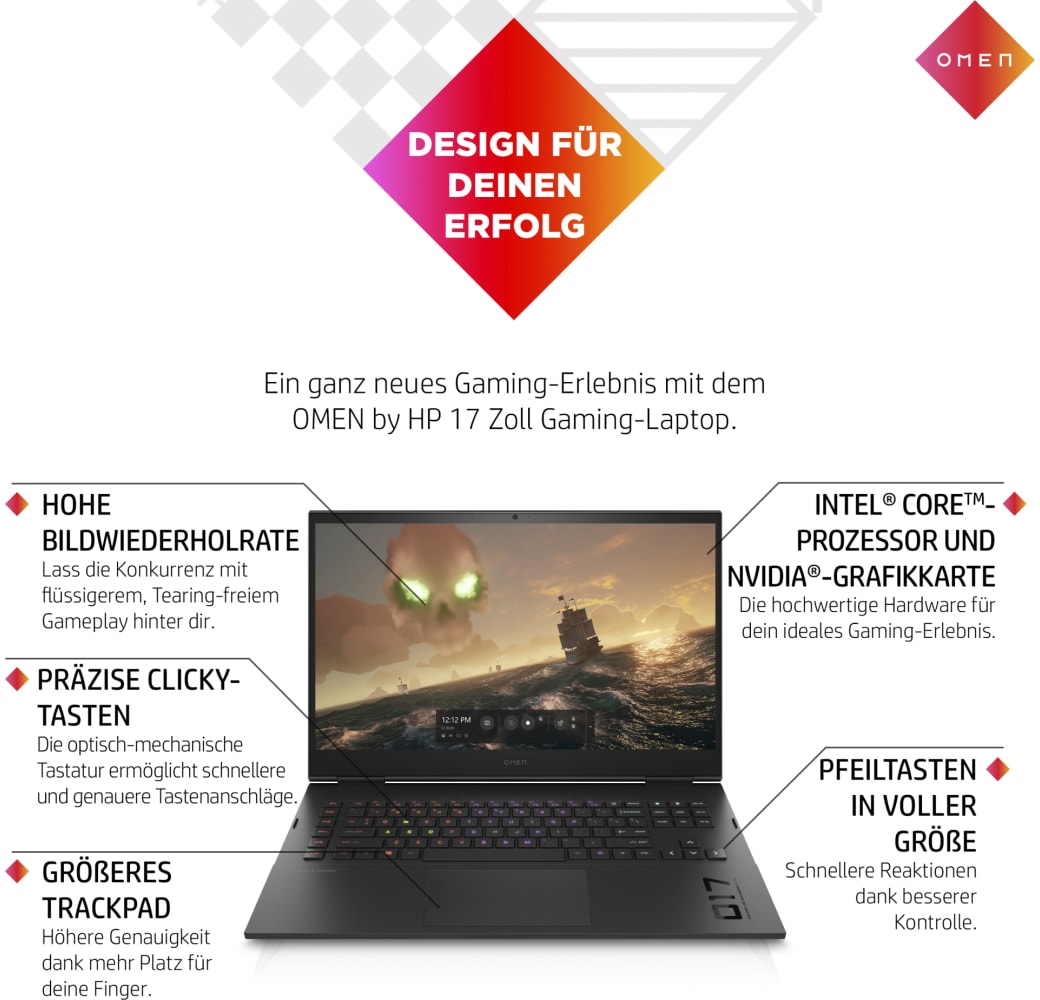 Black HP Omen 17-cm2075ng Gaming Laptop - Intel® Core™ i7-13700HX - 16GB - 1TB SSD - NVIDIA® GeForce® RTX 4070.5