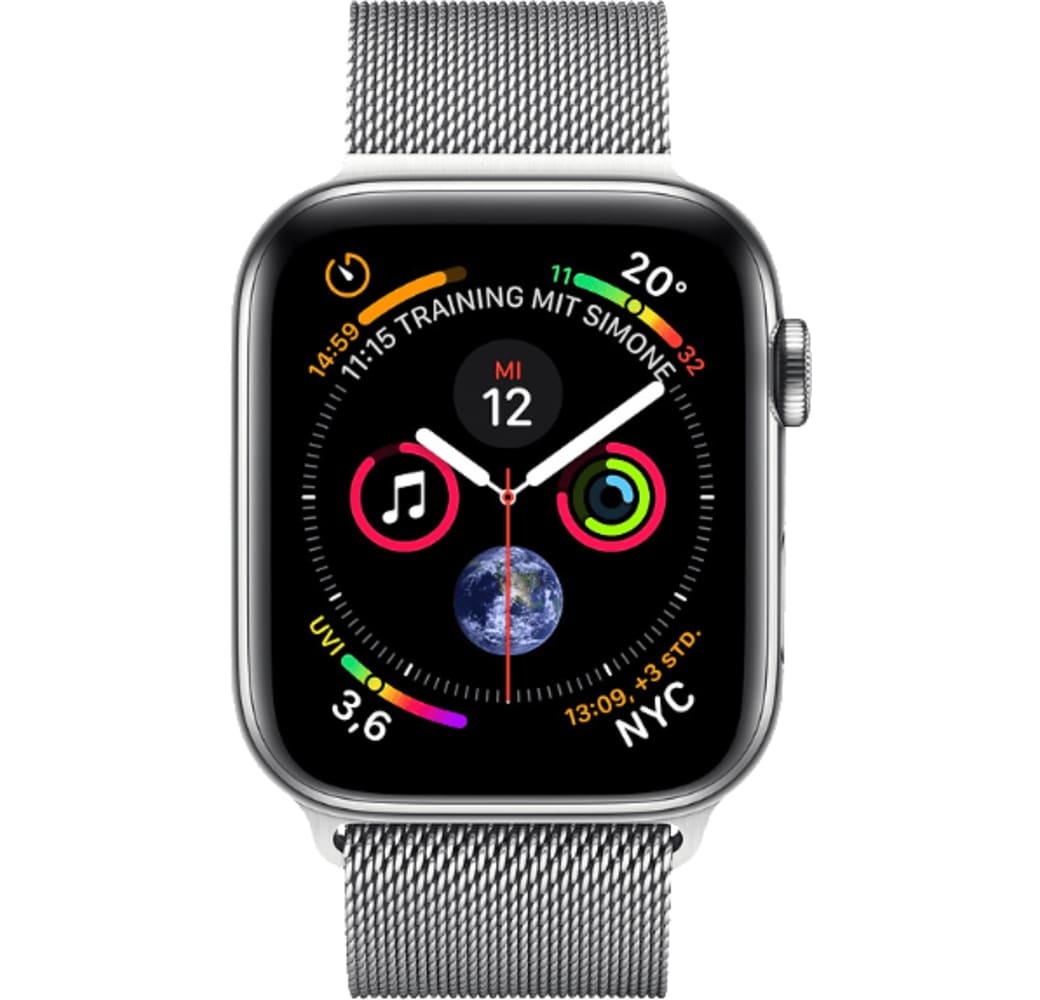 Milanese Stainless Apple Watch Serie 4 GPS + Cellular, 44 mm Edelstahlgehäuse, Milanaise Loop.1