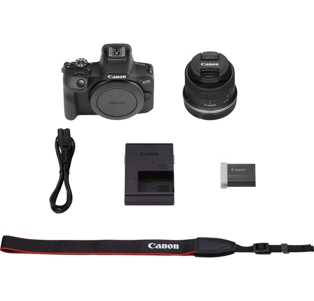 Canon EOS R100 Systemkamera, mit Objektiv RF-S 18-45mm f/4.5-6.3 IS STM.6