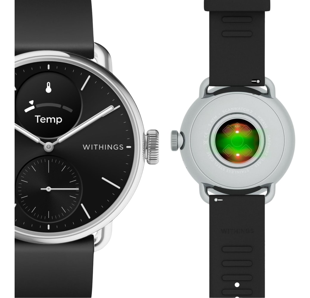 Black Withings ScanWatch 2, roestvrijstalen behuizing, 38 mm.3