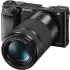 Black Sony Alpha 6000 Systeemcamera, met lens E PZ 16-50 mm f/3.5-5.6 OSS + E 55-210mm f/4.5-6.3 OSS.2