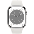 White Apple Watch Series 8 GPS + Cellular, Roestvrij stalen kast, 45 mm.2