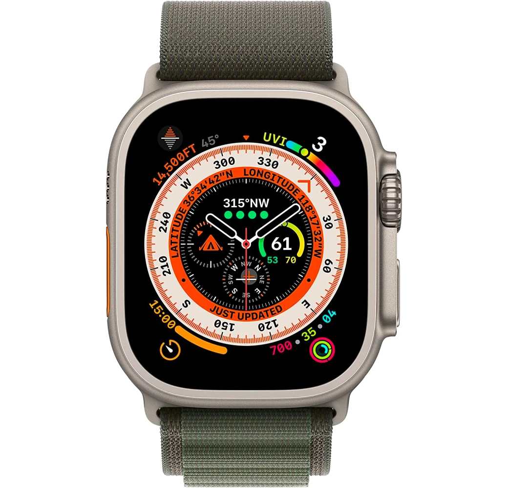 Green Apple Watch Ultra GPS + Cellular, Silver Titanium Case and Alpine Loop, S.2