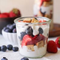 Red White and Blue Pound Cake Parfaits - The Roasted Root