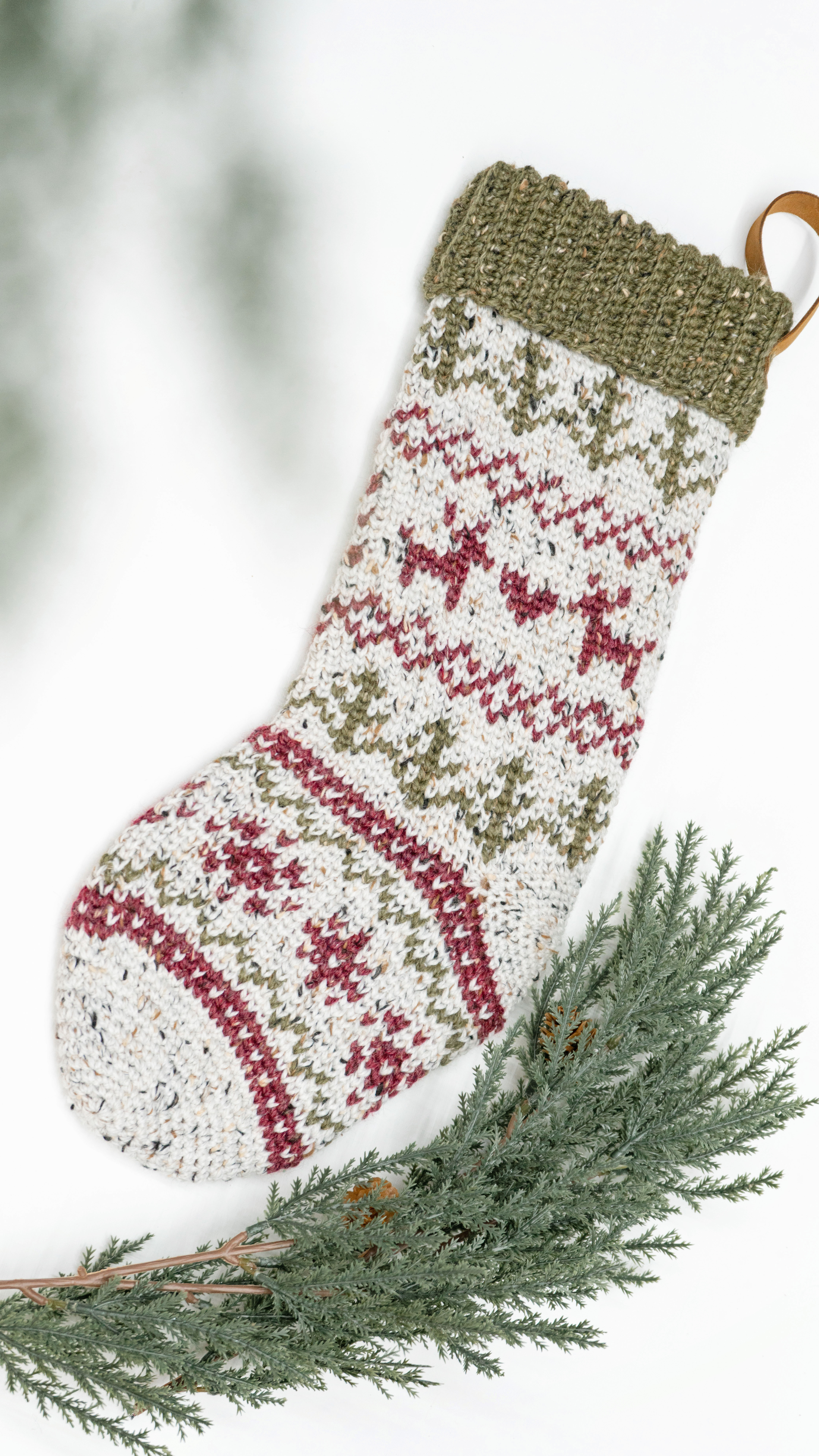 Crochet Christmas Stocking Stocking (Pattern Only) - Knit-look, Waistcoat Stitch  Stocking - Ollie + Holly