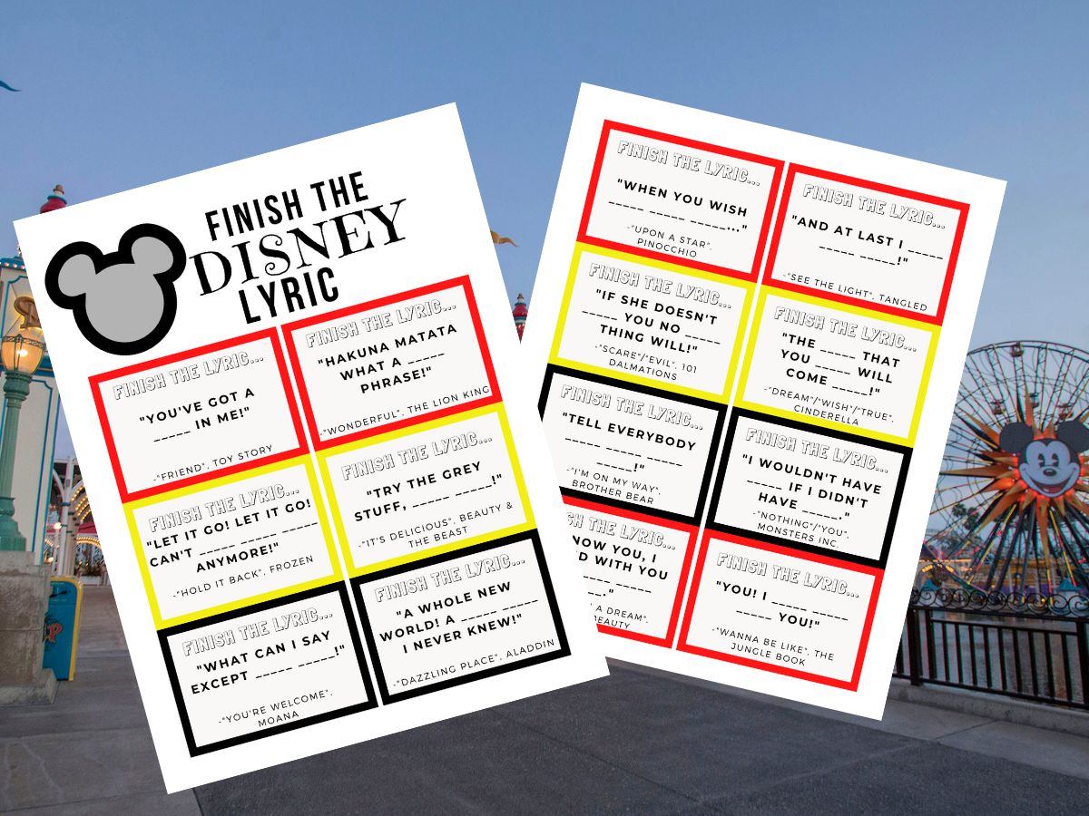 Finish the Lyrics Game Disney Edition + FREE Printable