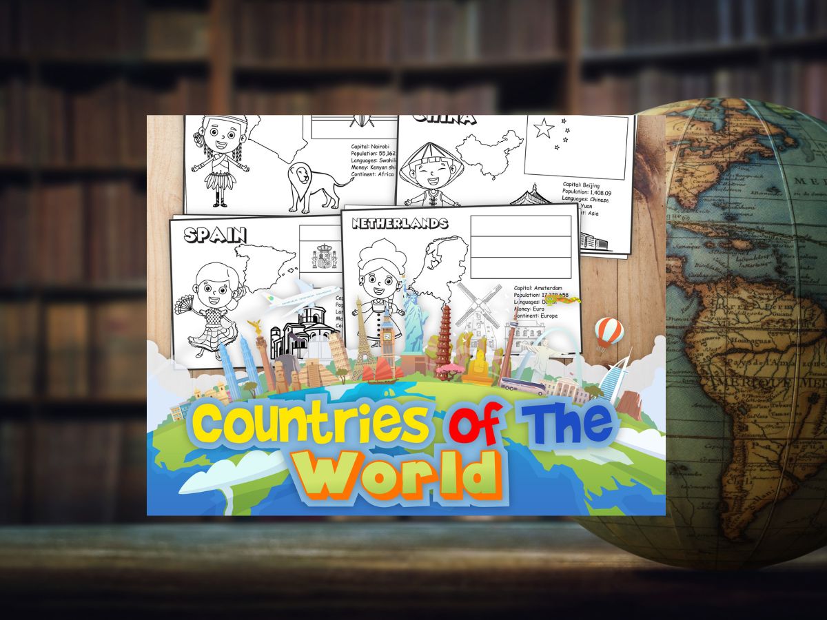 blank world map with countries for kids