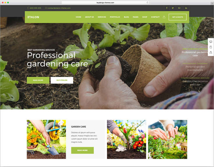 WordPress theme for garden website