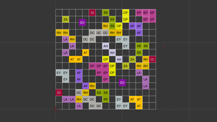 Screenshot of coloured square grid