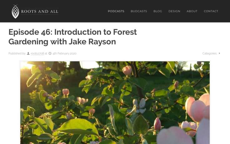 Screenshot of Roots and All podcast website