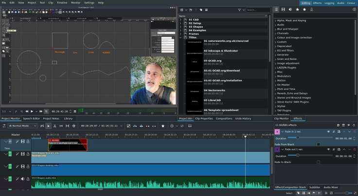 Screenshot of video being edited in KDEnlive video editor