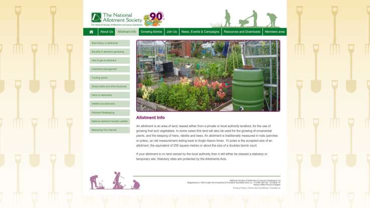 Screenshot of allotment website