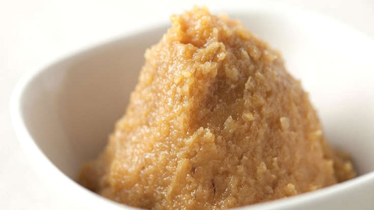 White bowl piled high with pale miso