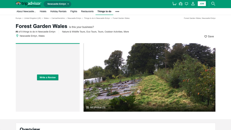Screenshot of Forest Garden Wales on TripAdvisor