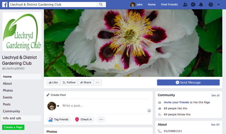 Screenshot of Llechryd Gardening Club Facebook page