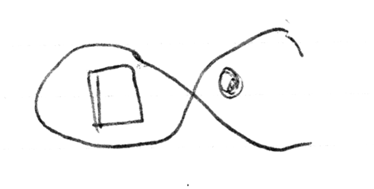 Illustration of how to tie tree to stake with figure of 8 electric cable