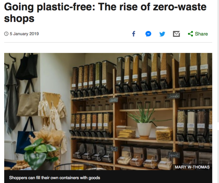 Screenshot of BBC post 'Going plastic-free'