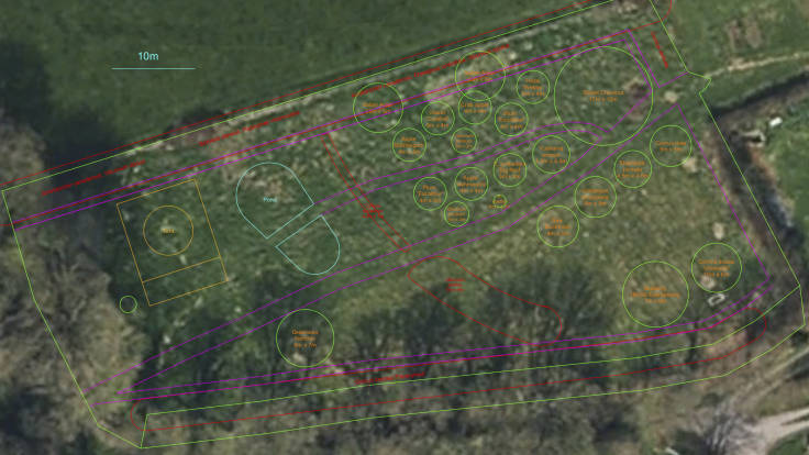 CAD plan over satellite photo