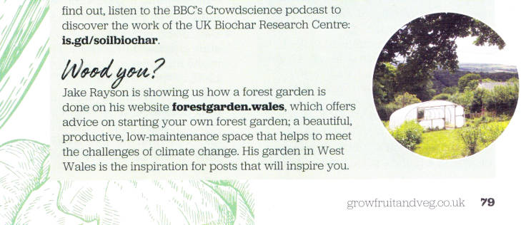 Scan of Forest Garden Wales snippet in Grow Your Own magazine
