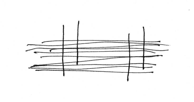 Simple illusration showing 4 upgrights, with horizontal lines inbetween