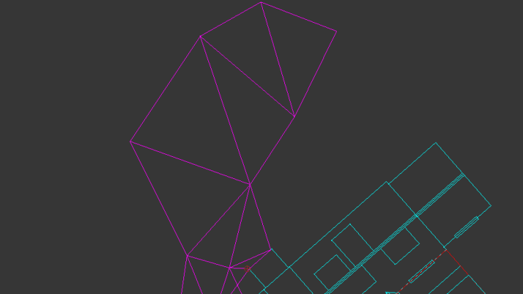 CAD mesh triangle outline of garden