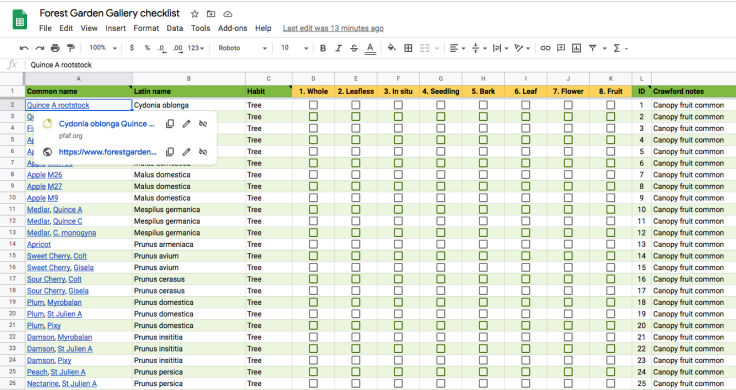 Screenshot of spreadsheet