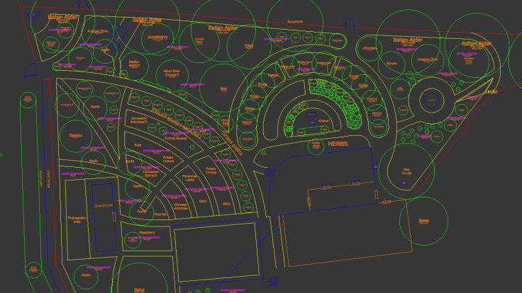 CAD plan showing whole garden