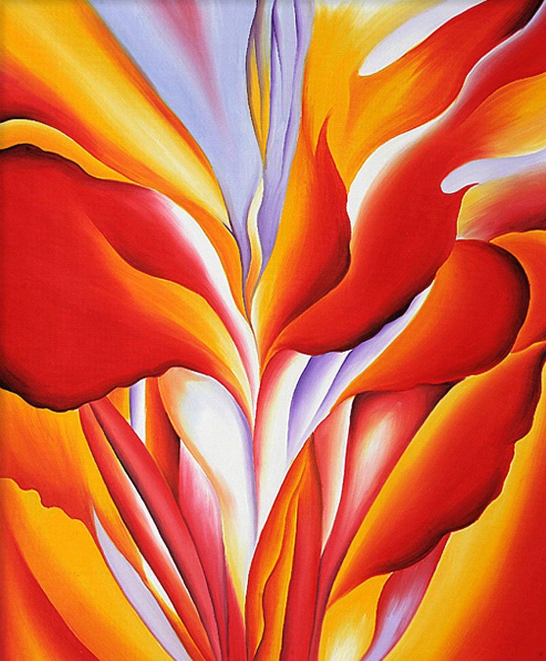 Georgia O’Keeffe Canna painting bright red flower