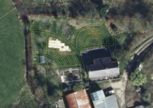 Satellite photo & CAD plan of the Green Room