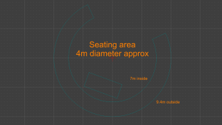 Screenshot of CAD plan of seating area