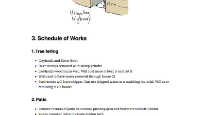 Screenshot of schedule of works
