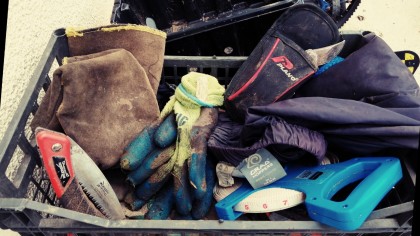 Box of gardening tools