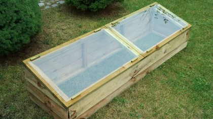 Cold frame on grass