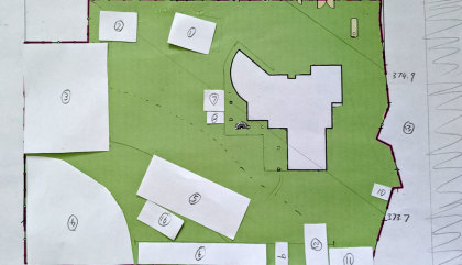 Paper plan of garden