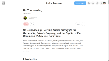 Screenshot of Antonia Malchik No Trespassing post