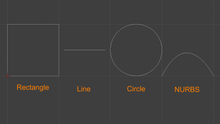 CAD shapes screenshot: rectangle, line & circle