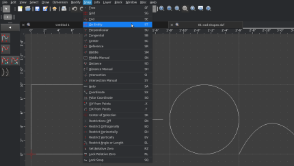 QCAD snap menu