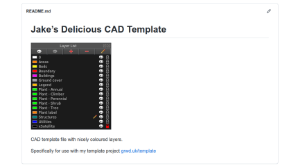 Screenshot of Jake's Delicious CAD template on GitHub page