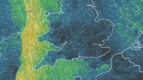 Wind map from Meteoblue