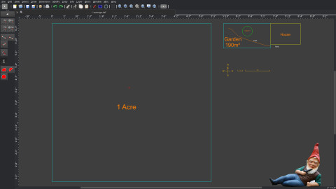 CAD drawing of 1 acre next to average sized garden