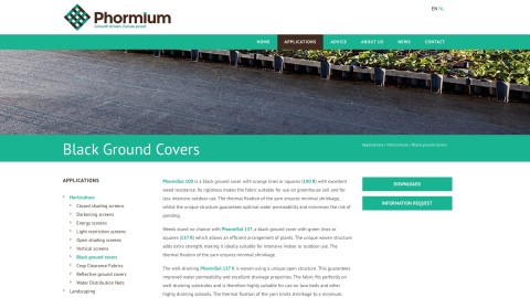 Screenshot of PhormiSol website page