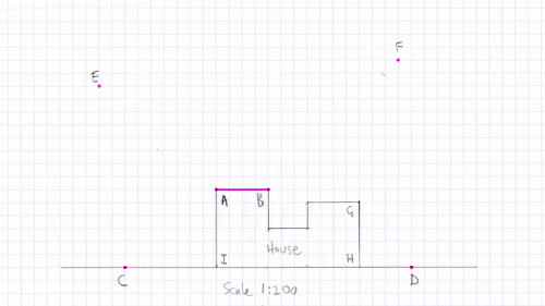 Paper plan, showing direct line measuring