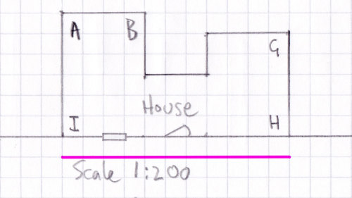 Paper plan, showing running dimension measuring