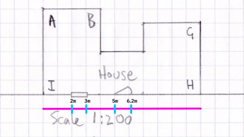 Paper plan, showing running dimension measuring