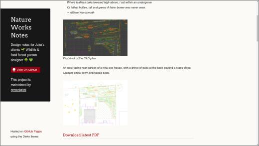 Screenshot of online client notes