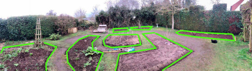 Montage of photos of new garden taken from above
