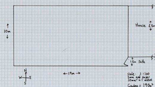Outline plan drawn on 5mm grid paper