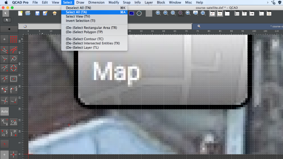 Screenshot of CAD program, showing Select All