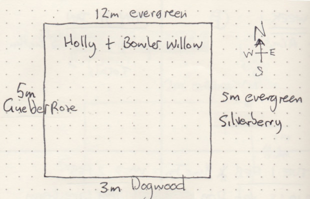 Sketch 2D plan of windbreaks with names