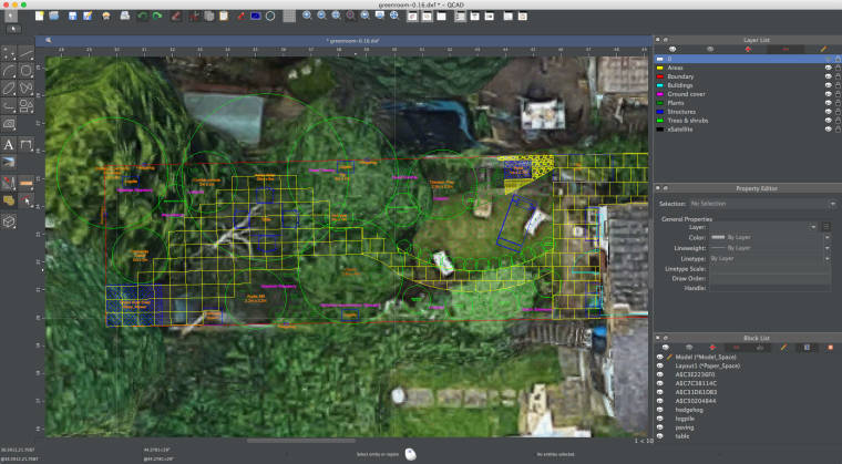 Screenshot of forest garden design in CAD